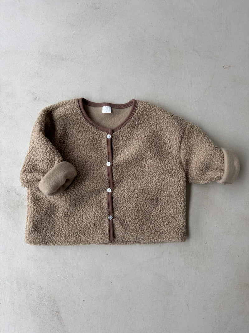 Camel Boucle Cardigan