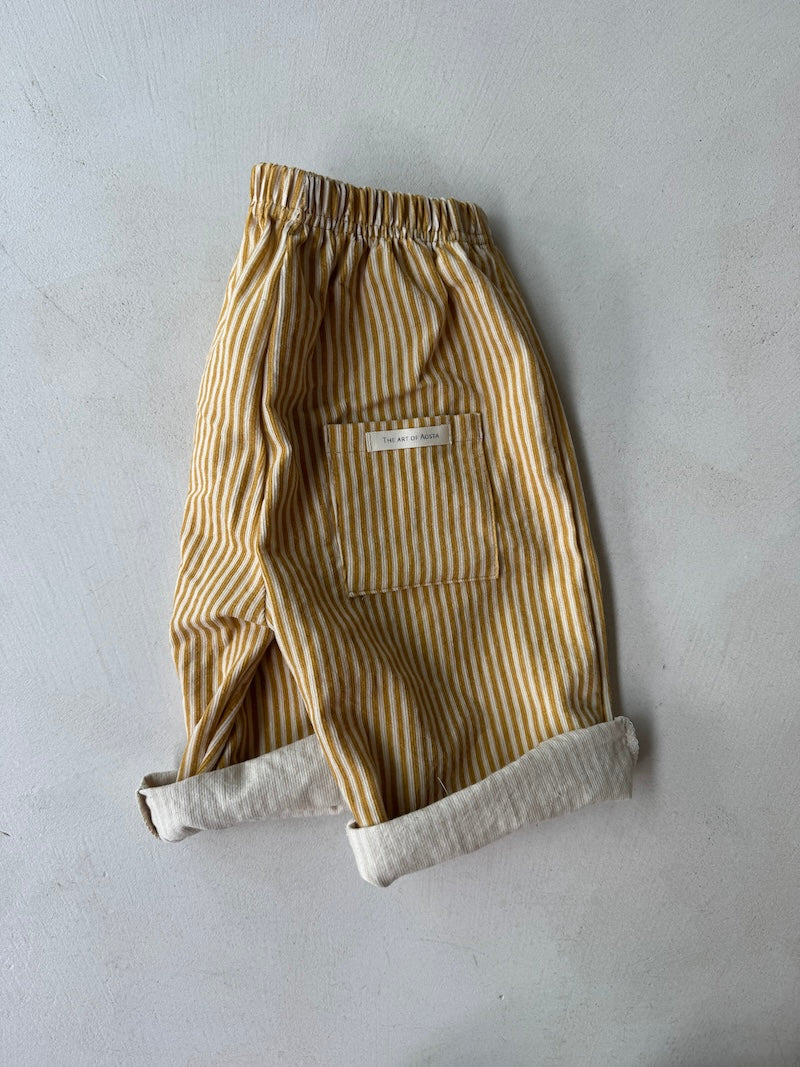 Mini Yellow Rib Stripe Pants