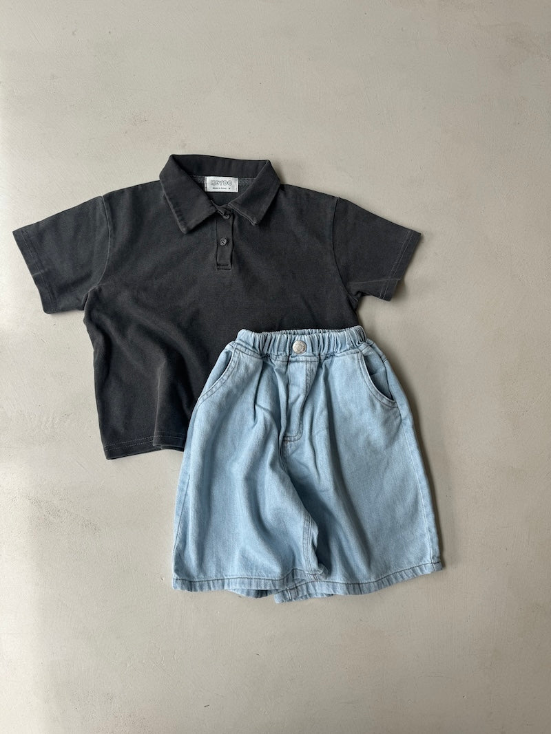 Loose Sky Denim Shorts