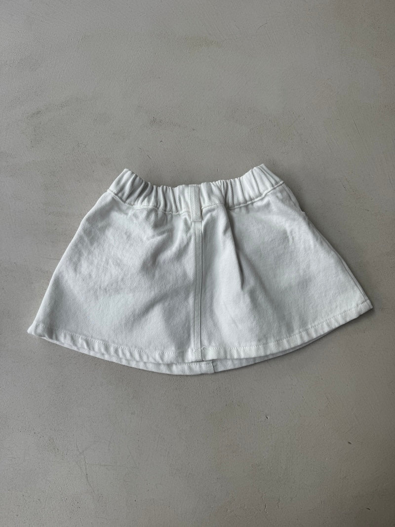 Twill Cotton White Skirt