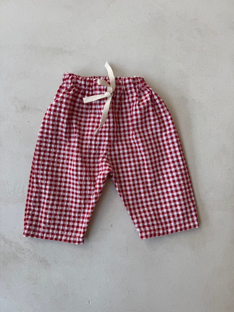 Red Vichy Baby Pants