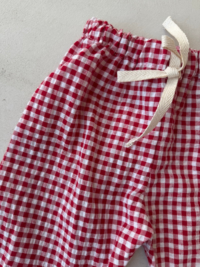 Red Vichy Baby Pants