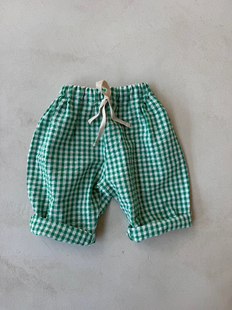 Green Vichy Baby Pants