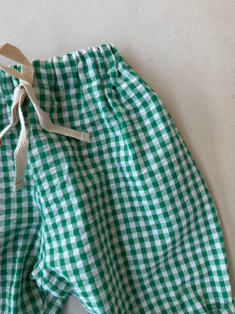 Green Vichy Baby Pants