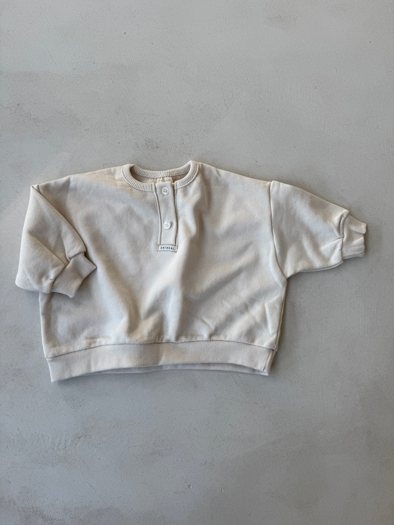 Mini Button Sweat Cream