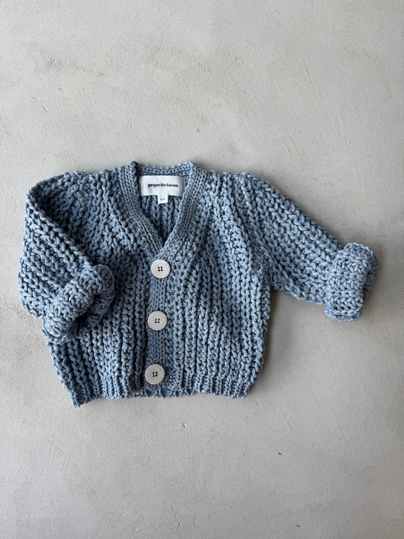 Chunky Cotton Baby Cardigan Blue